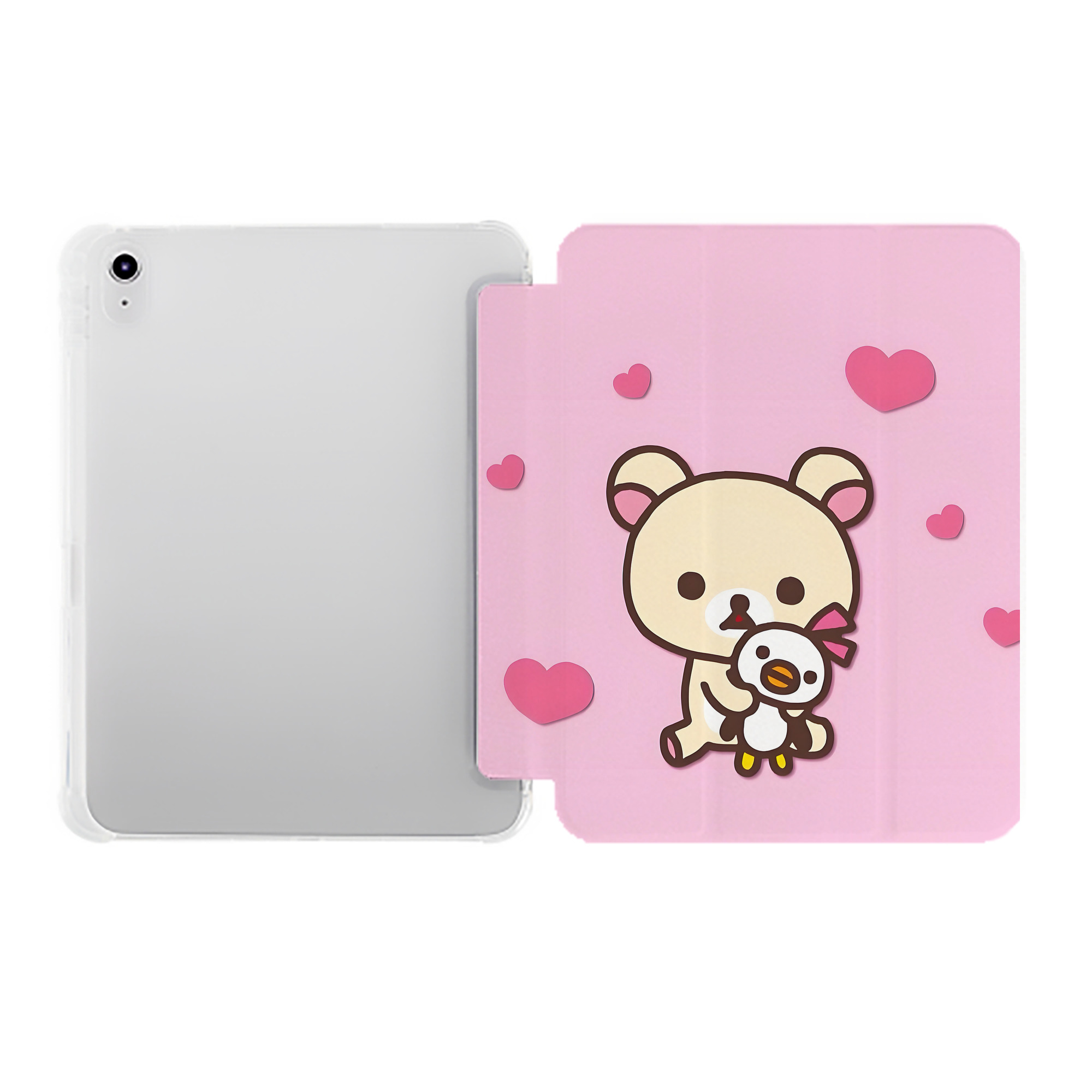 （画像用） リラックマ リラックマ キイロイトリ Rilakkuma Korilakkuma Kiiroitori IPad ケース ペン収納付き 三つ折りスタンド PUレザー×シリコン 対応機種9.5/10.5/10.9インチ